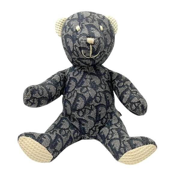 Christian Dior Vintage Trotter Monogram Teddy Bear Plush Toy Blue White [105906] - Picture 5 of 12